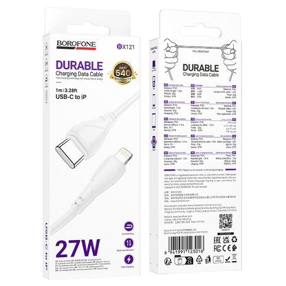 Kabel pro data a nabíjení USB-C - USB-C Borofone BX121 Energy, 60W, 1m, Bílý