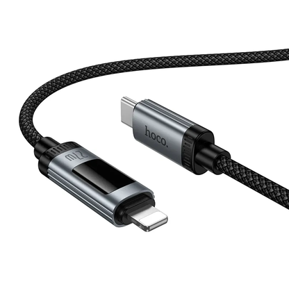 Datový a nabíjecí kabel USB-C - Lightning HOCO Display U148, 27W, 1.2m, černý