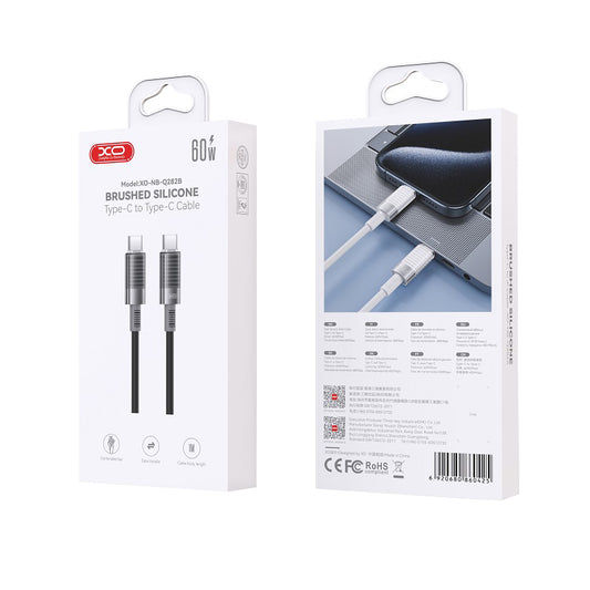 Datový a nabíjecí kabel USB-C - USB-C XO Design NB-Q282B, 60W, 1m, Černý