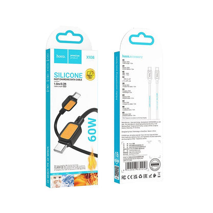 Datový a nabíjecí kabel USB-C - USB-C HOCO X108, 60W, 1m, Černý
