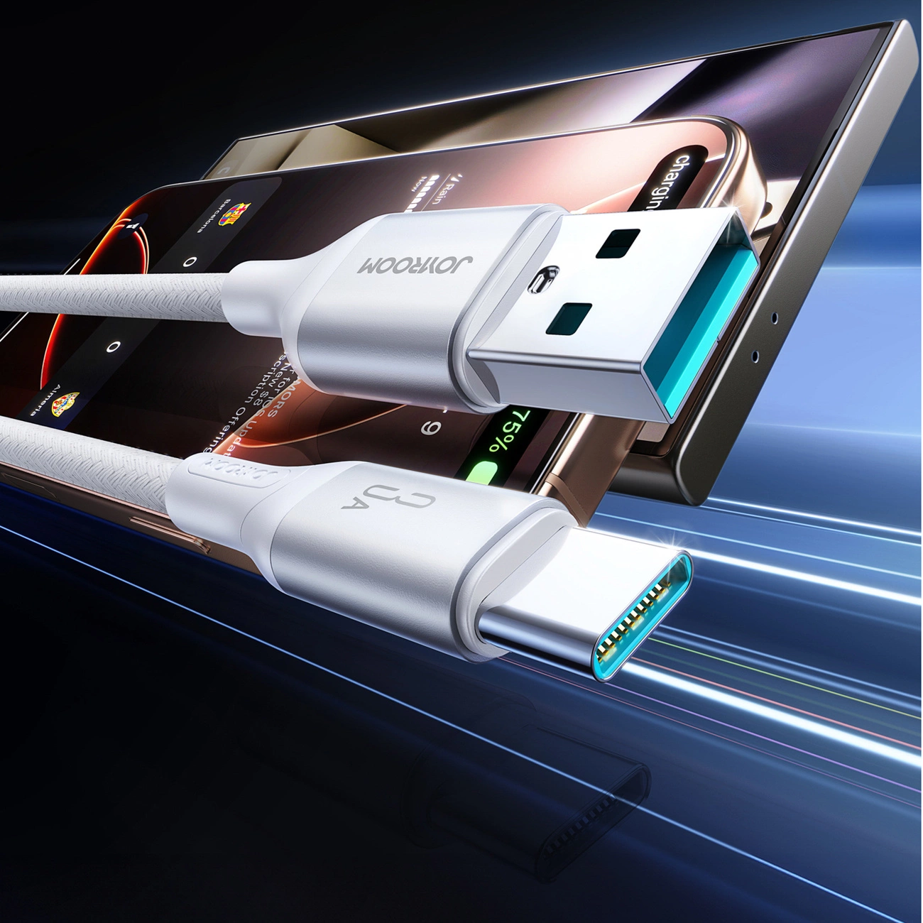 Datový a nabíjecí kabel USB-A - USB-C Joyroom S-A28 Flash, 18W, 1m, Bílý