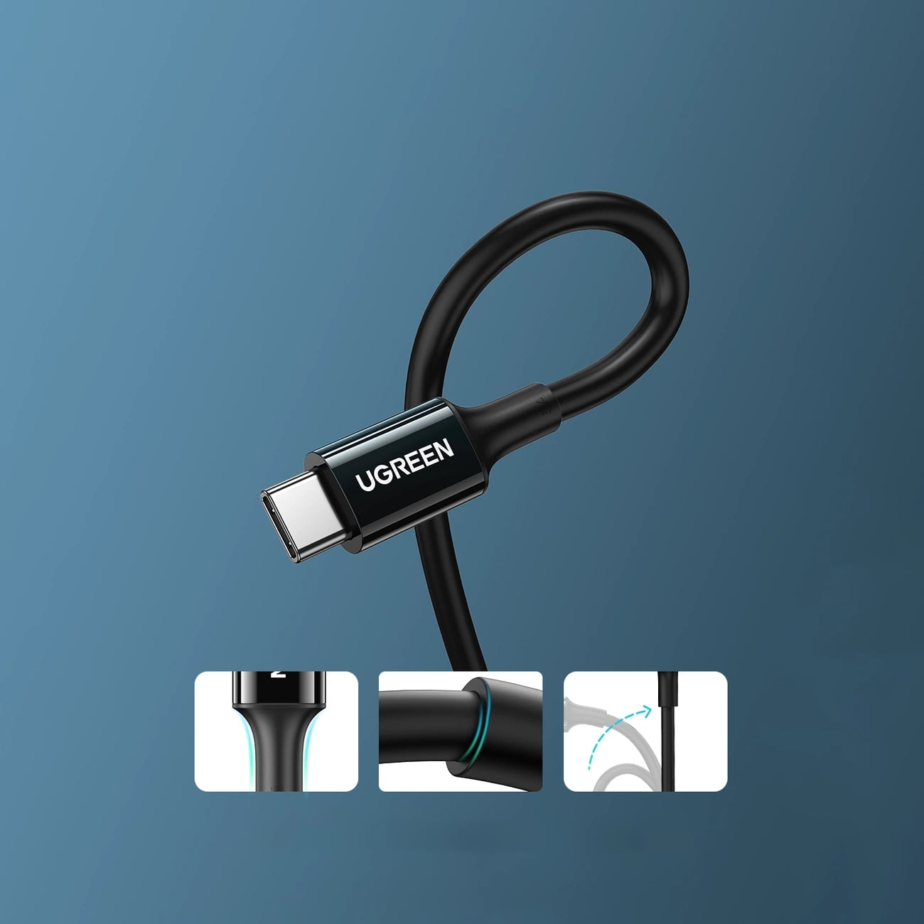 Kabel pro data a nabíjení USB-C - USB-C UGREEN US300, 100W, 2m, černý