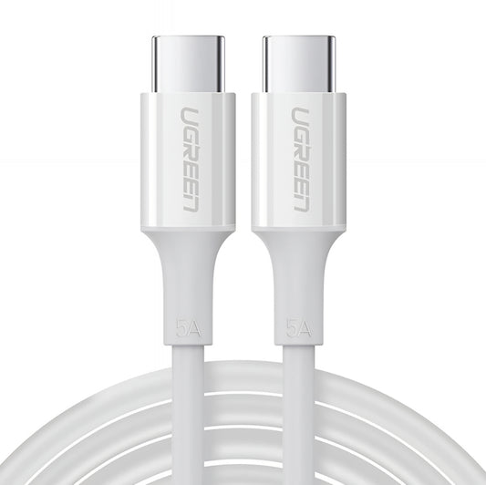 Datový a nabíjecí kabel USB-C - USB-C UGREEN US300, 100W, 2m, Bílý
