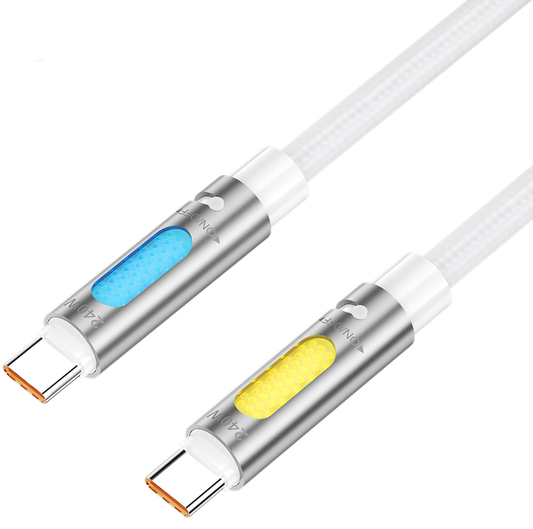Datový a nabíjecí kabel USB-C - USB-C BWOO X325C-C Led, 240W, 1,2m, bílý