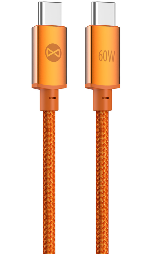 USB-C datový a nabíjecí kabel - USB-C Forever Saffron, 60W, 1m, Oranžový