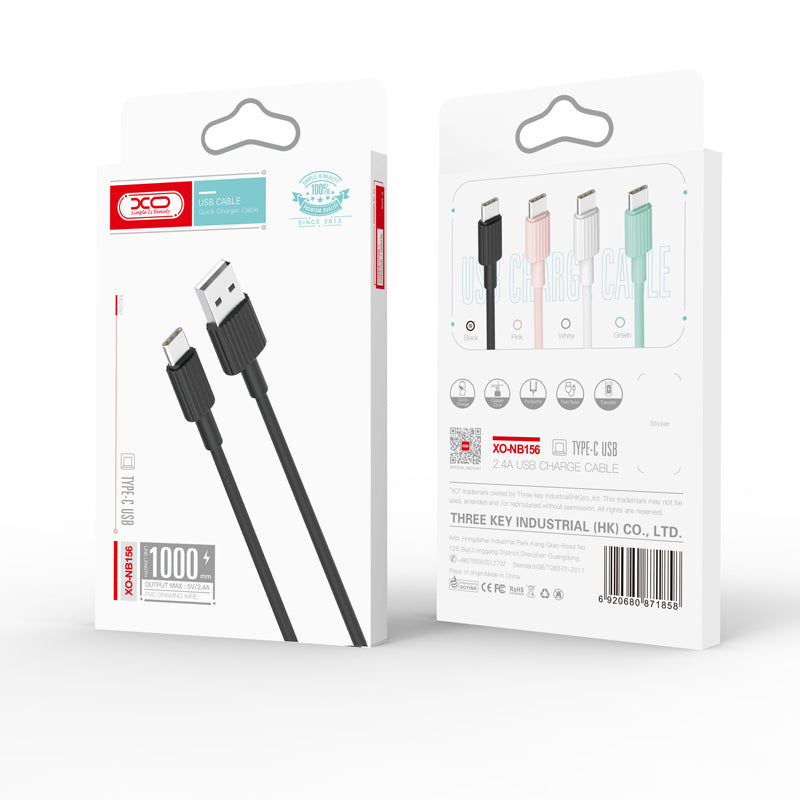 Datový a nabíjecí kabel USB-A - USB-C XO Design NB156, 18W, 1m, Černý