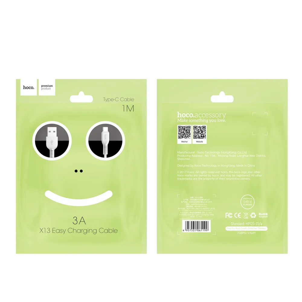 Datový a nabíjecí kabel USB-A - USB-C HOCO X13 Easy, 18W, 1m, černý