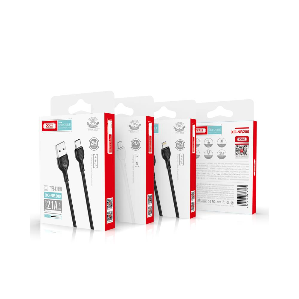 Datový a nabíjecí kabel USB-A - Lightning XO Design NB200, 10W, 2m, černý