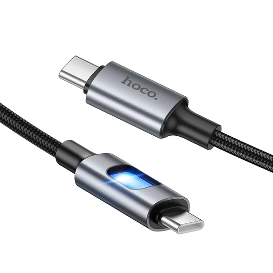 Datový a nabíjecí kabel USB-C - USB-C HOCO U144 Led, 60W, 1,2m, černý