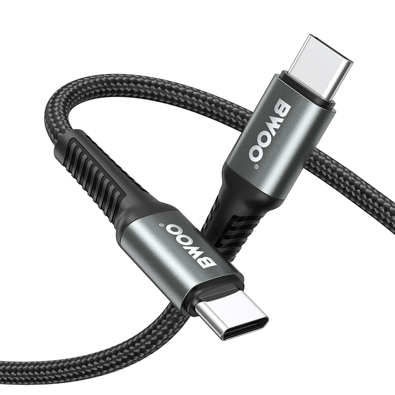 Datový a nabíjecí kabel USB-C - USB-C BWOO BO-X288C-C, 60W, 1m, černý