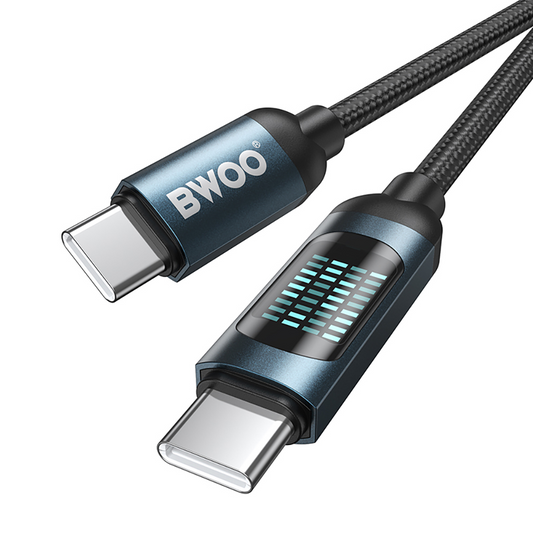 Datový a nabíjecí kabel USB-C - USB-C BWOO BO-X304 Led, 60W, 1m, černý