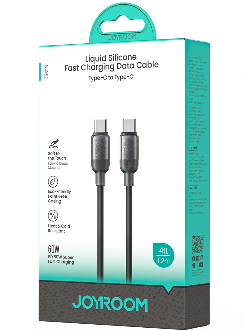 Datový a nabíjecí kabel USB-C - USB-C Joyroom S-A62 Lively, 60W, 1,2 m, černý