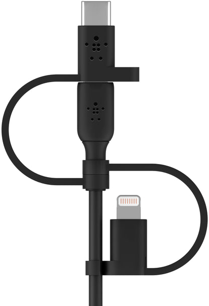 USB-A Data and Charging Cable - Lightning / microUSB / USB-C Belkin BoostCharge, 1m, Black CAC001bt1MBK