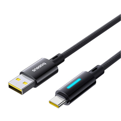 Datový a nabíjecí kabel USB-A - USB-C Baseus Lit Button Control, 100W, 2m, Černý P10379002121-01