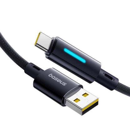 Datový a nabíjecí kabel USB-A - USB-C Baseus Lit Button Control, 100W, 2m, Černý P10379002121-01