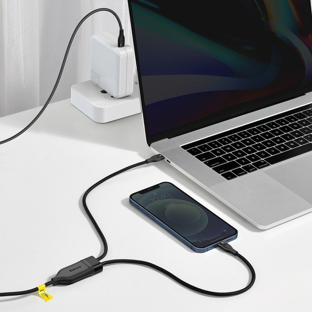 Datový a nabíjecí kabel USB-C - Lightning / USB-C Baseus Flash Series 2v1, 100W, 1.2m, Černý CA1T2-F01