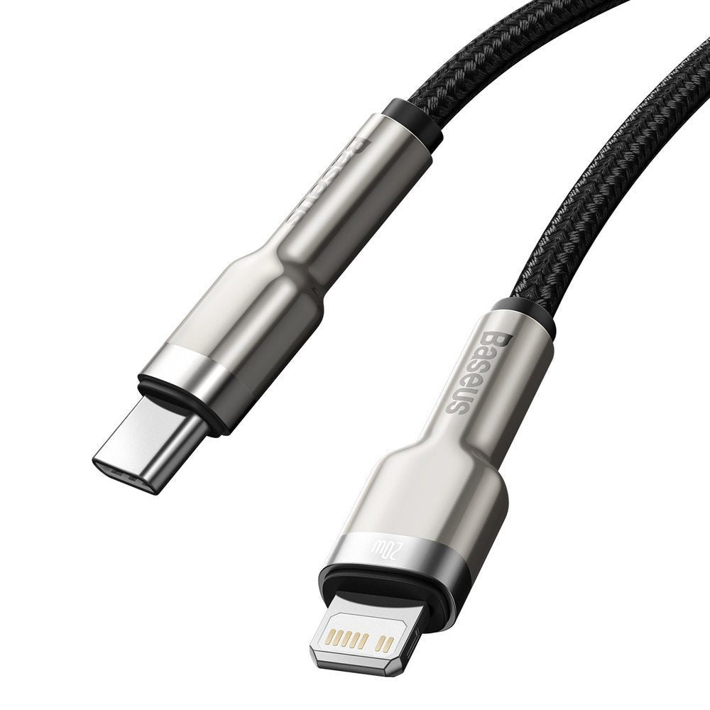 Datový a nabíjecí kabel USB-C - Lightning Baseus Cafule Metal Series, 20W, 2m, Černý CATLJK-B01