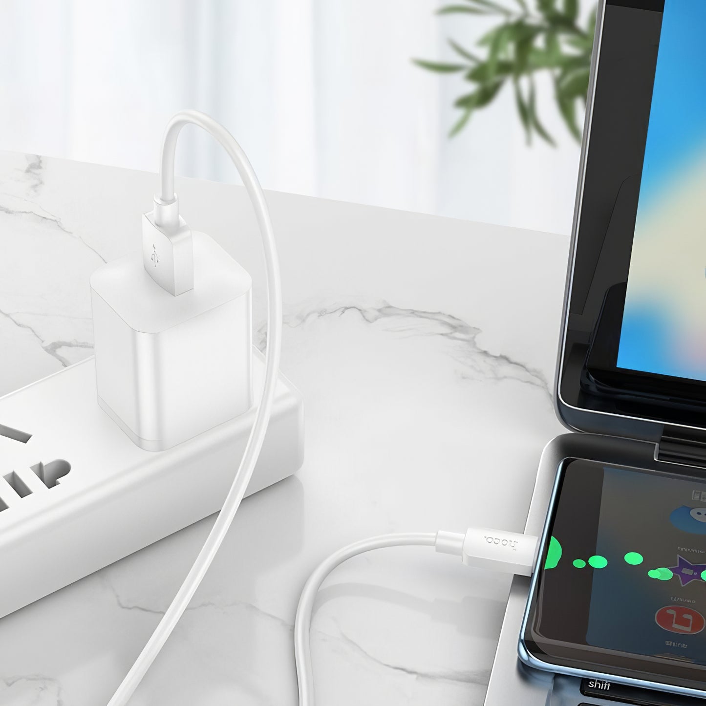 USB-A to USB-C Data and Charging Cable HOCO X96, 27W, 1m, White