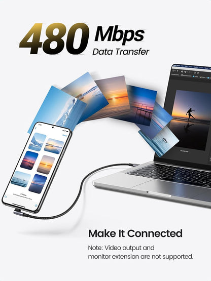 USB-C datový a nabíjecí kabel - USB-C UGREEN US334 úhlový, 100W, 1m, černý
