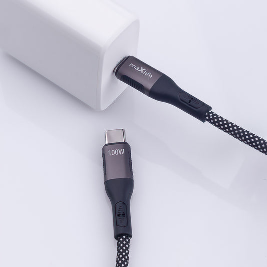 Datový a nabíjecí kabel USB-C - USB-C MaXlife MXUC-11 Magnetic, 100W, 1m, Černý