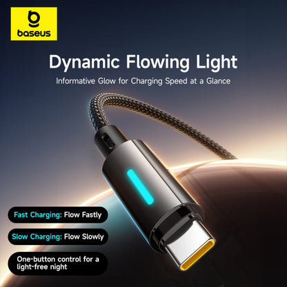 Datový a nabíjecí kabel USB-A - USB-C Baseus Lit Button Control, 100W, 2m, Černý P10379002121-01