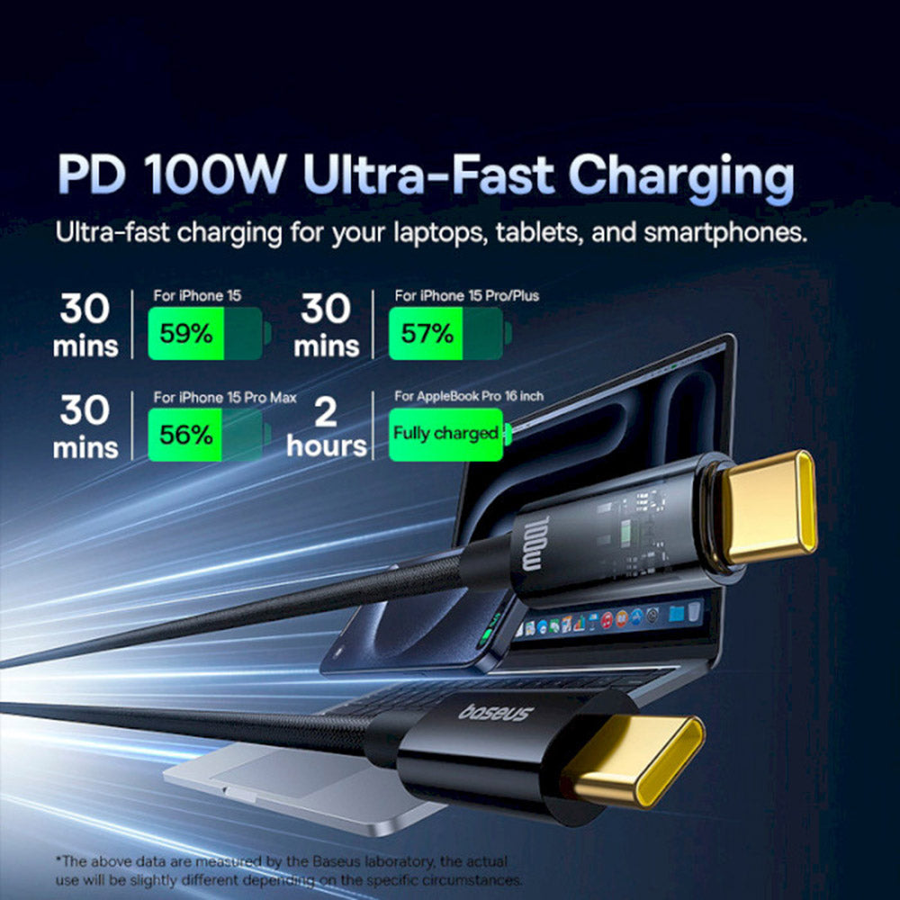 Datový a nabíjecí kabel USB-C - USB-C Baseus Explorer, 100W, 2m, černý P10319704111-00