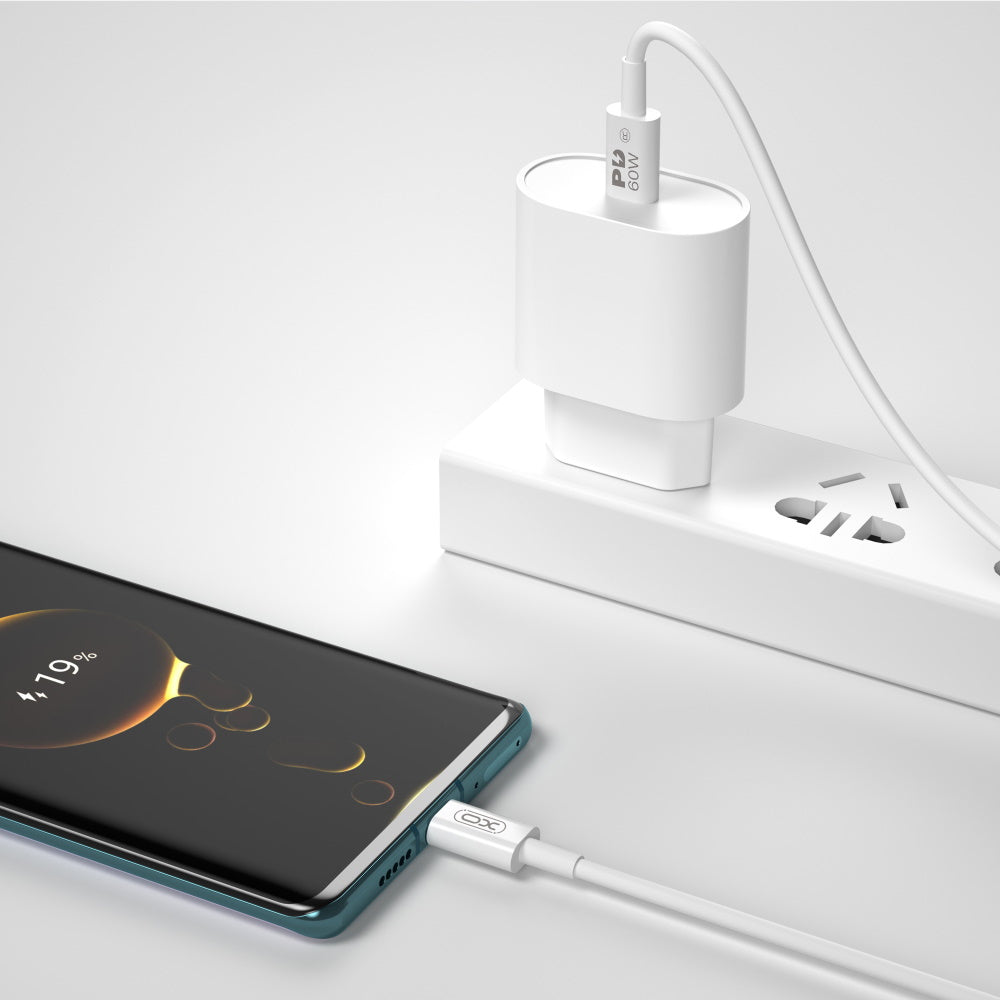 Kabel pro data a nabíjení USB-C - USB-C XO Design NB-Q190A, 60W, 1m, bílý
