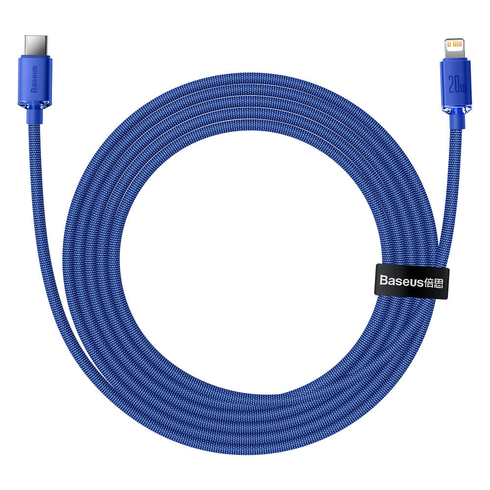Kabel pro data a nabíjení USB-C - Lightning Baseus Crystal Shine Series, 20W, 1.2m, Modrý CAJY000203