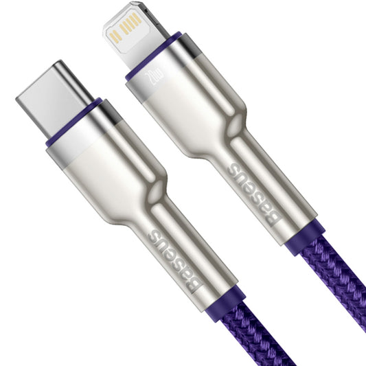 Datový a nabíjecí kabel USB-C - Lightning Baseus Cafule Metal Series, 20W, 2m, Fialový CATLJK-B05