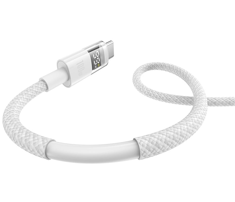 Kabel pro data a nabíjení USB-A - USB-C Baseus Display 2, 100W, 1m, bílý P10382701211-00