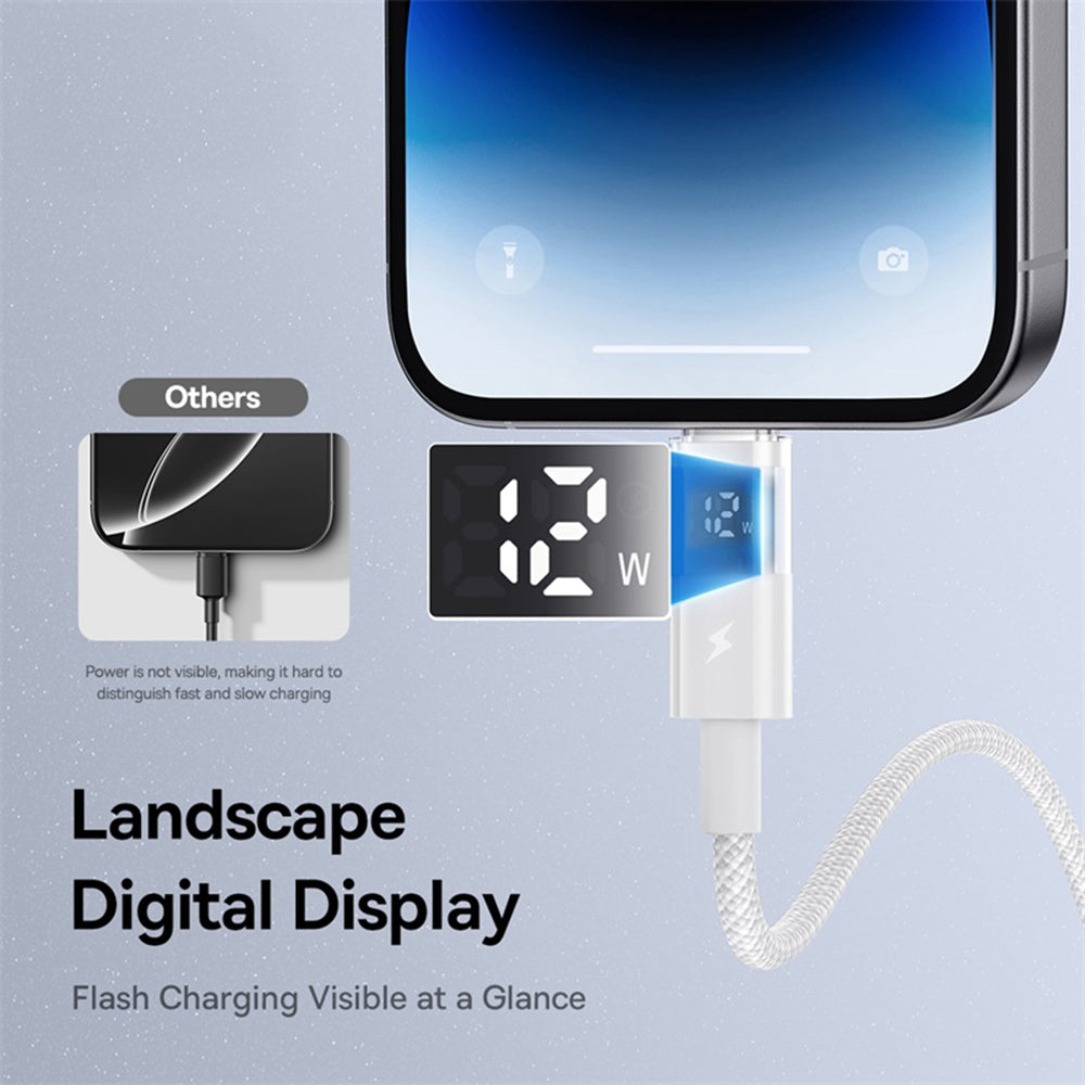 Datový a nabíjecí kabel USB-A - Lightning Baseus Display 2, 18W, 2m, bílý P10382700211-01