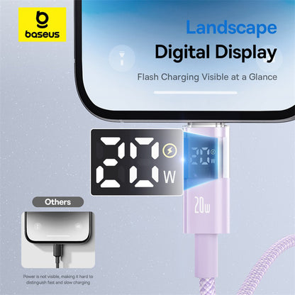 Kabel pro data a nabíjení USB-C - Lightning Baseus Display 2, 20W, 1m, Fialový P10382703511-00