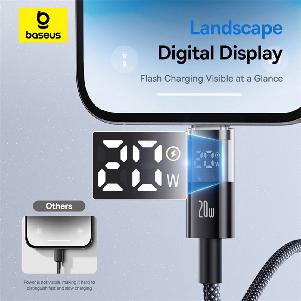Datový a nabíjecí kabel USB-C - Lightning Baseus Display 2, 20W, 1m, Černý P10382703121-00