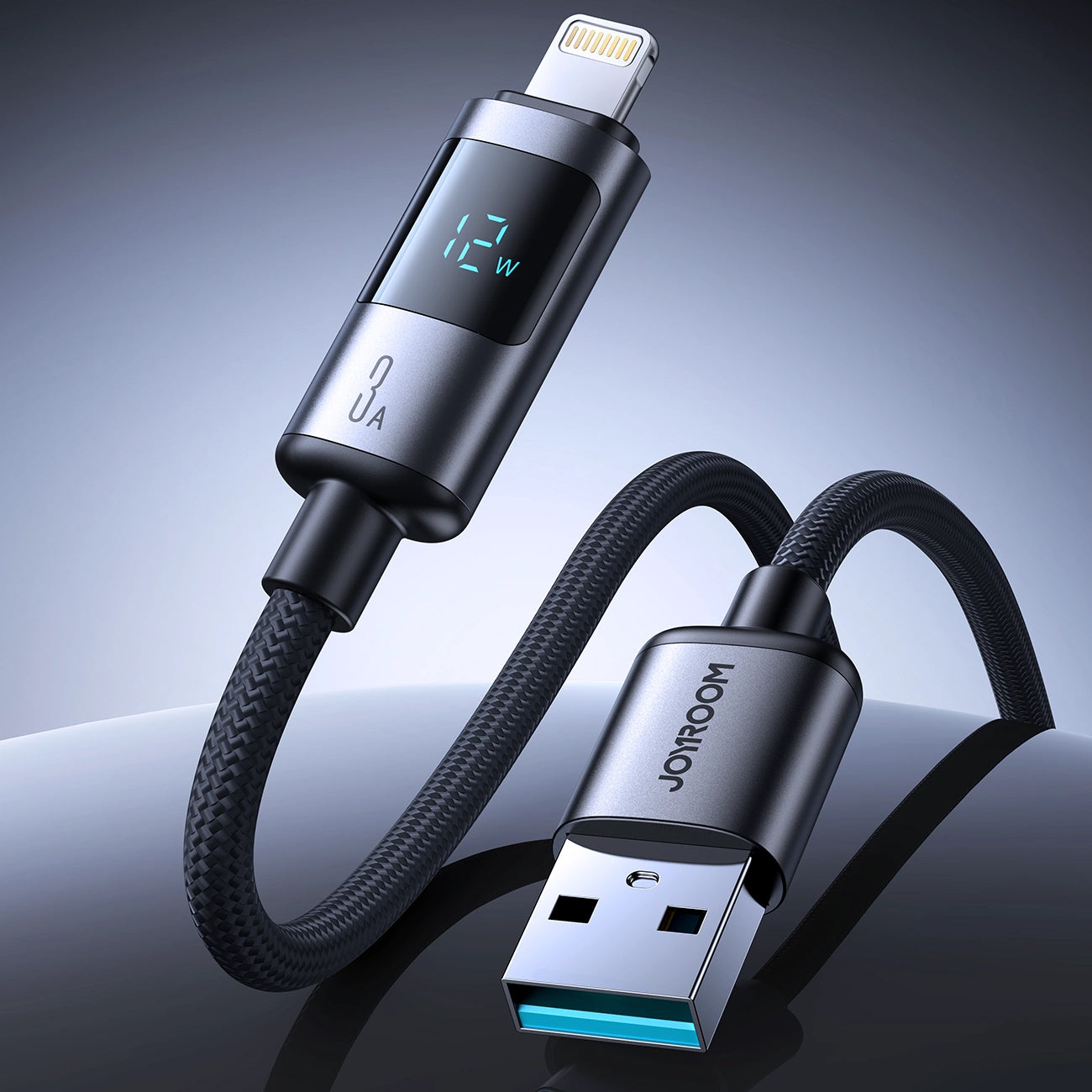 Datový a nabíjecí kabel USB-A - Lightning Joyroom S-A16 Pro Prism Display, 12W, 1.2m, černý