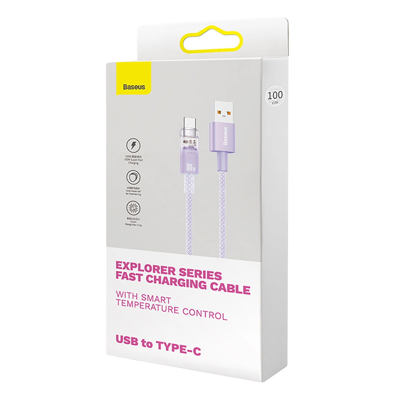 Datový a nabíjecí kabel USB-A - USB-C Baseus Explorer, 100W, 1m, Fialový CATS010405