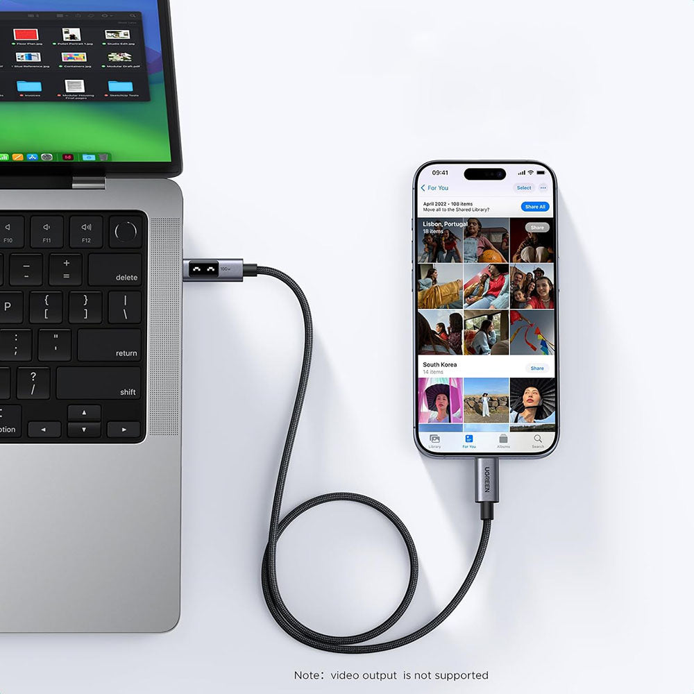 Datový a nabíjecí kabel USB-C - USB-C UGREEN L509, 100W, 3m, šedý