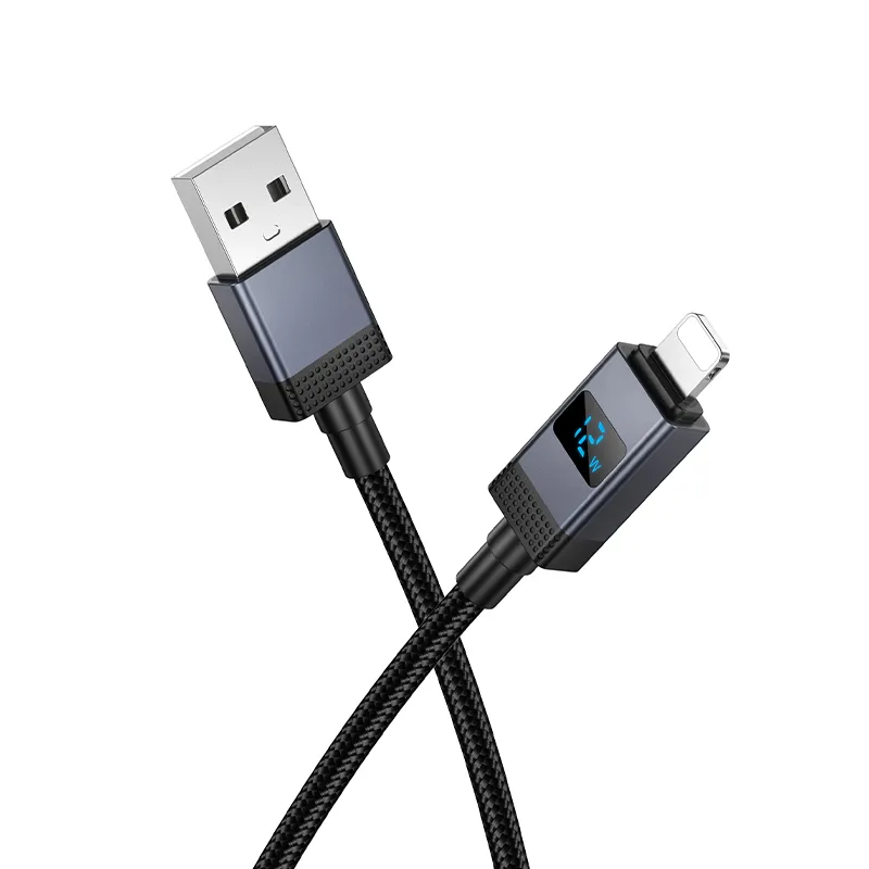 Datový a nabíjecí kabel USB-A - Lightning HOCO X118 Display, 12W, 1m, Černý