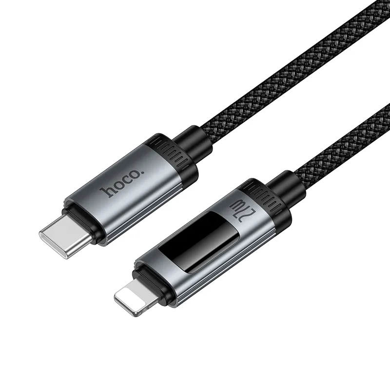 Datový a nabíjecí kabel USB-C - Lightning HOCO Display U148, 27W, 1.2m, černý