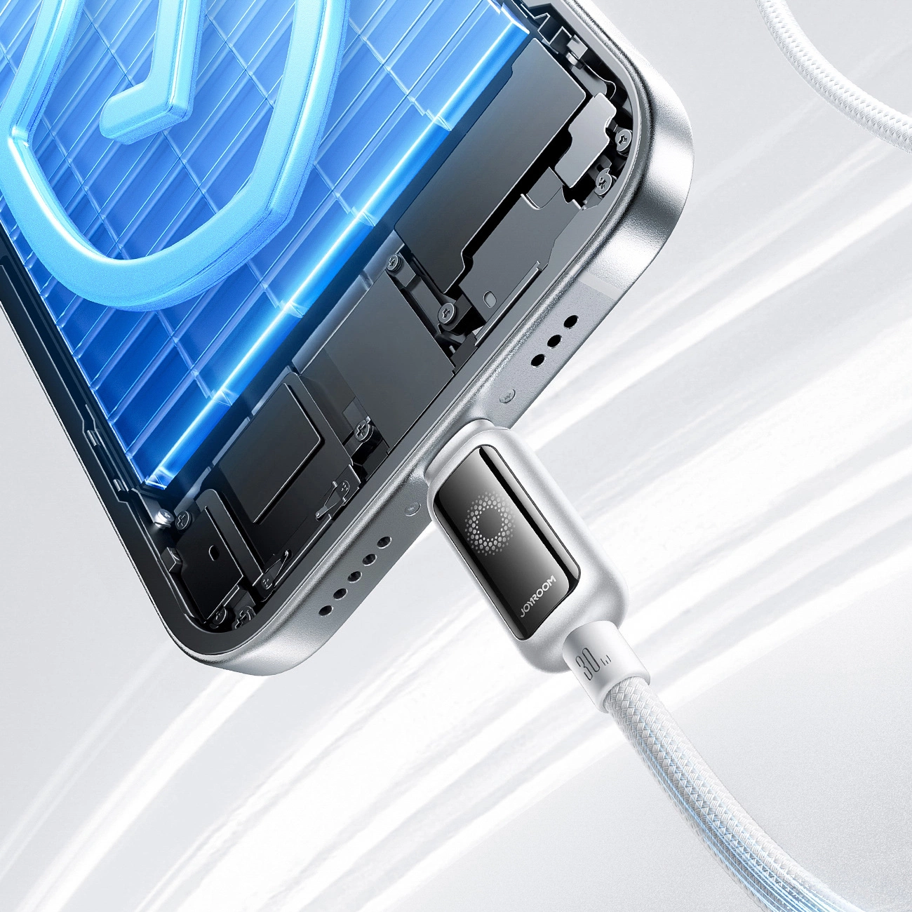 Datový a nabíjecí kabel USB-C - Lightning Joyroom S-A55 StarFlight Display, 30W, 1.2m, bílý