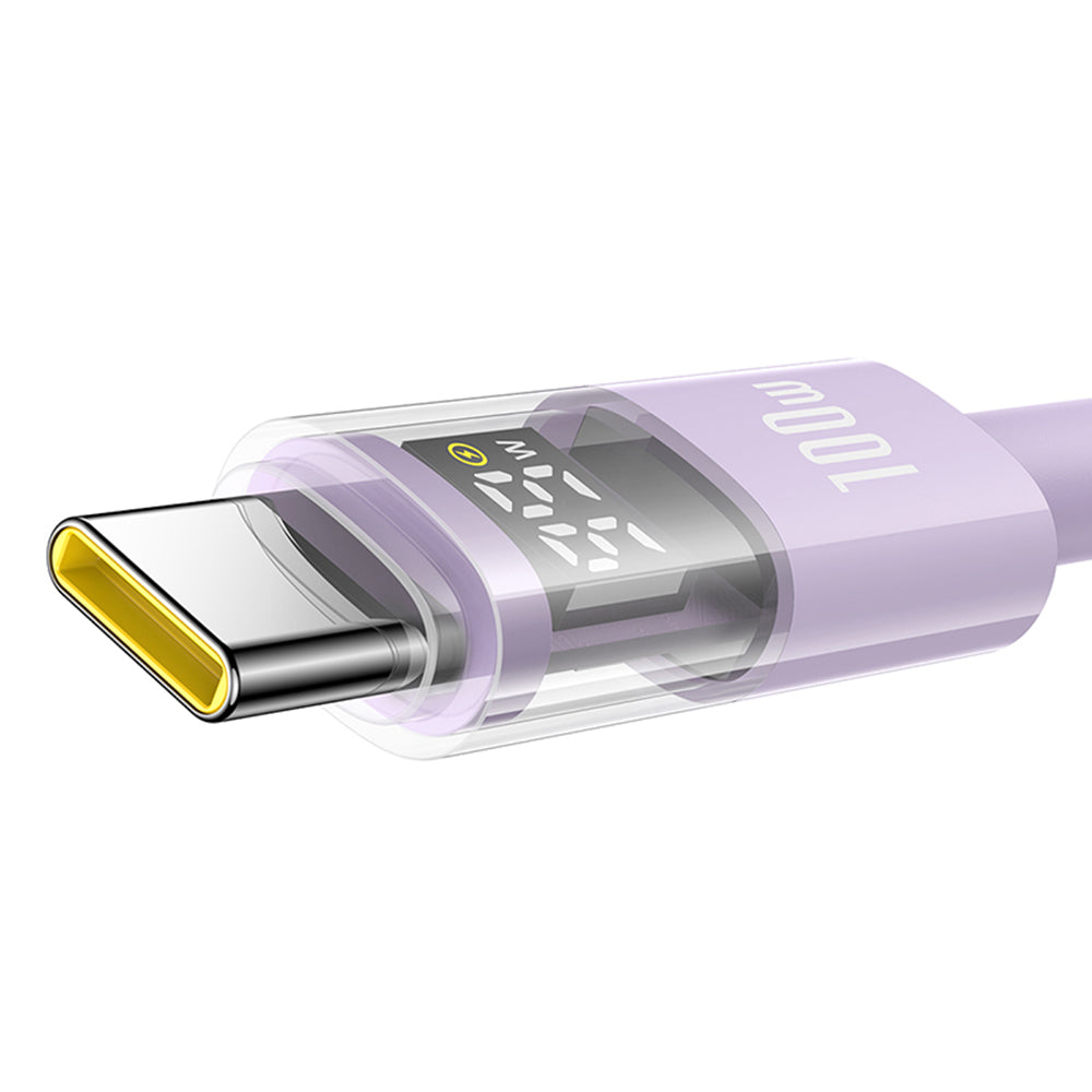Kabel pro data a nabíjení USB-C - USB-C Baseus Display 2, 100W, 1m, Fialový P10382702511-00