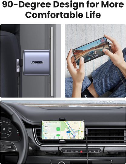 Datový a nabíjecí kabel USB-C - USB-C UGREEN US255 Angled, 60W, 3m, šedý