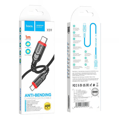 Datový a nabíjecí kabel USB-C - USB-C HOCO X59 Victory, 60W, 1m, černý