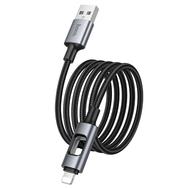 Datový a nabíjecí kabel USB-A - Lightning HOCO U144 Led, 18W, 1.2m, černý