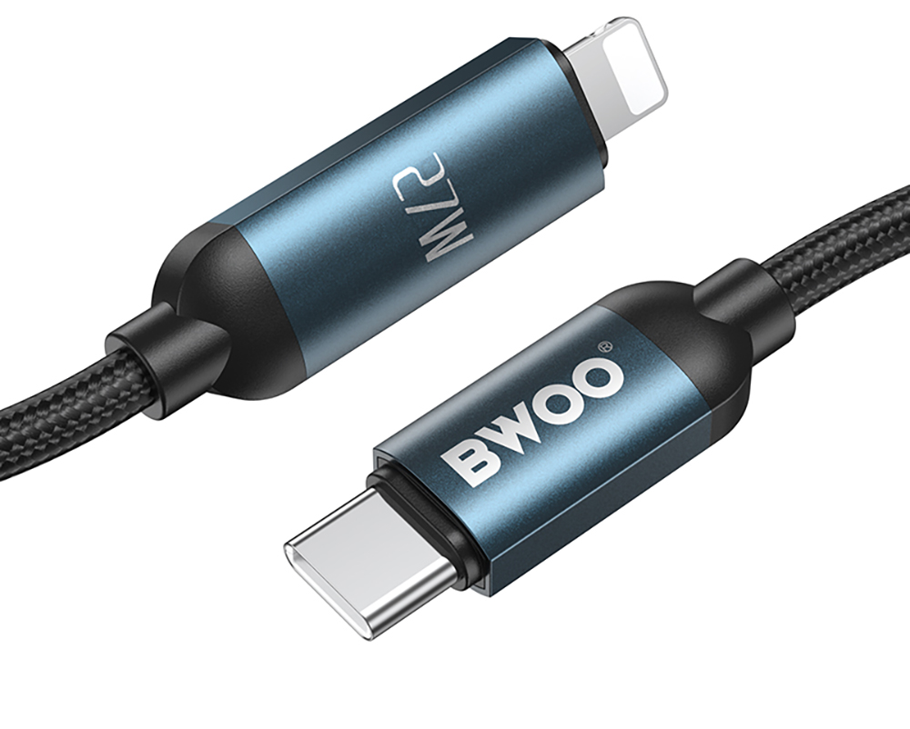 Datový a nabíjecí kabel USB-C - Lightning BWOO X305 Display, 27W, 1m, černý