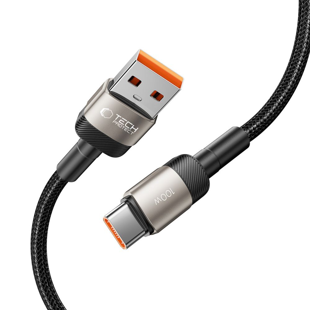 Datový a nabíjecí kabel USB-A - USB-C Tech-Protect Ultraboost EVO, 100W, 1m, stříbrný