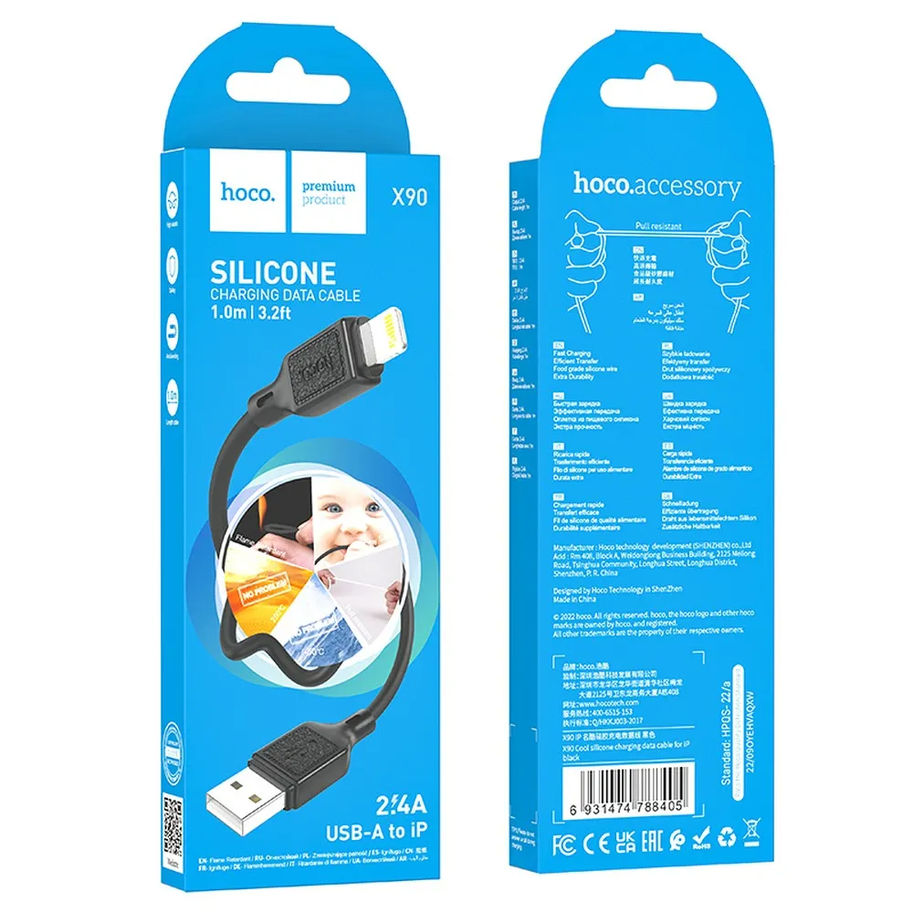 Datový a nabíjecí kabel USB-A - microUSB HOCO X90, 18W, 1m, černý 