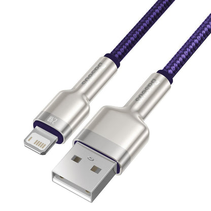 Datový a nabíjecí kabel USB-A - Lightning Baseus Cafule Metal Series, 18W, 2m, Fialový CALJK-B05
