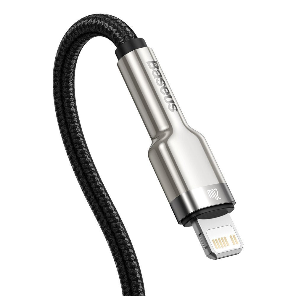 Datový a nabíjecí kabel USB-C - Lightning Baseus Cafule Metal Series, 20W, 2m, Černý CATLJK-B01