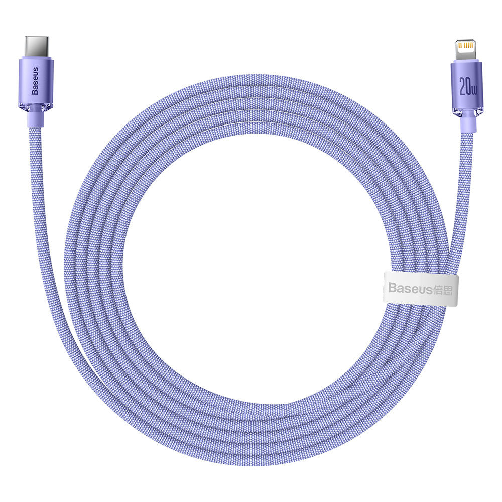 Datový a nabíjecí kabel USB-C - Lightning Baseus Crystal Shine Series, 20W, 2m, Fialový CAJY000305