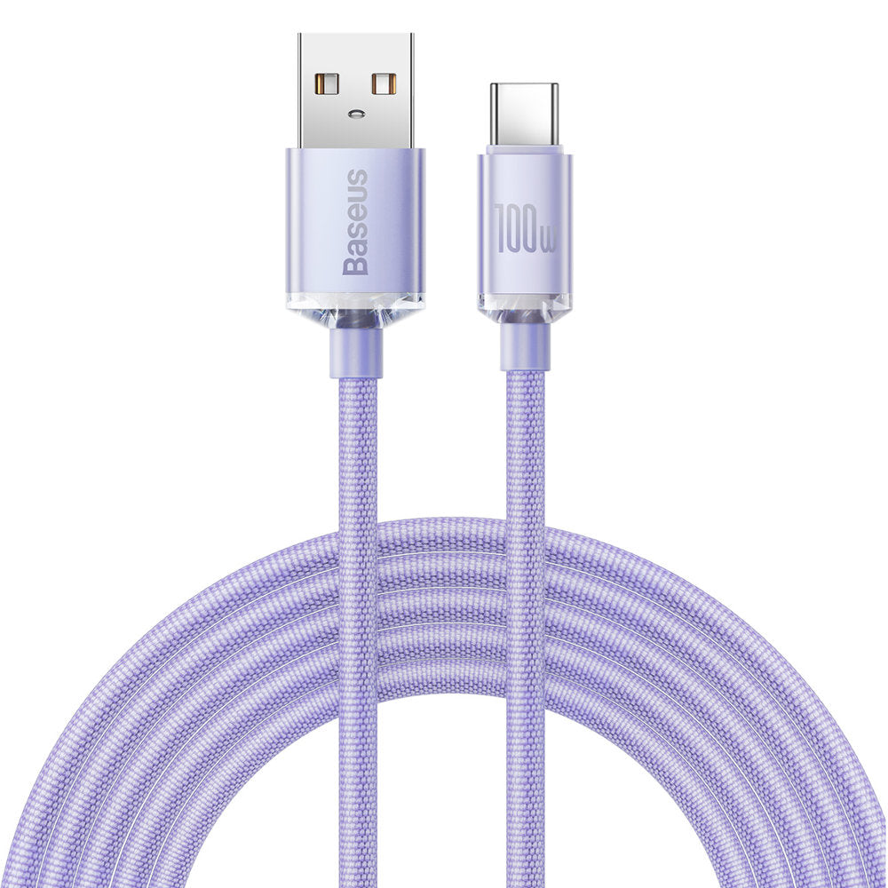 Datový a nabíjecí kabel USB-A - USB-C Baseus Crystal Shine Series, 100W, 2m, Fialový CAJY000505